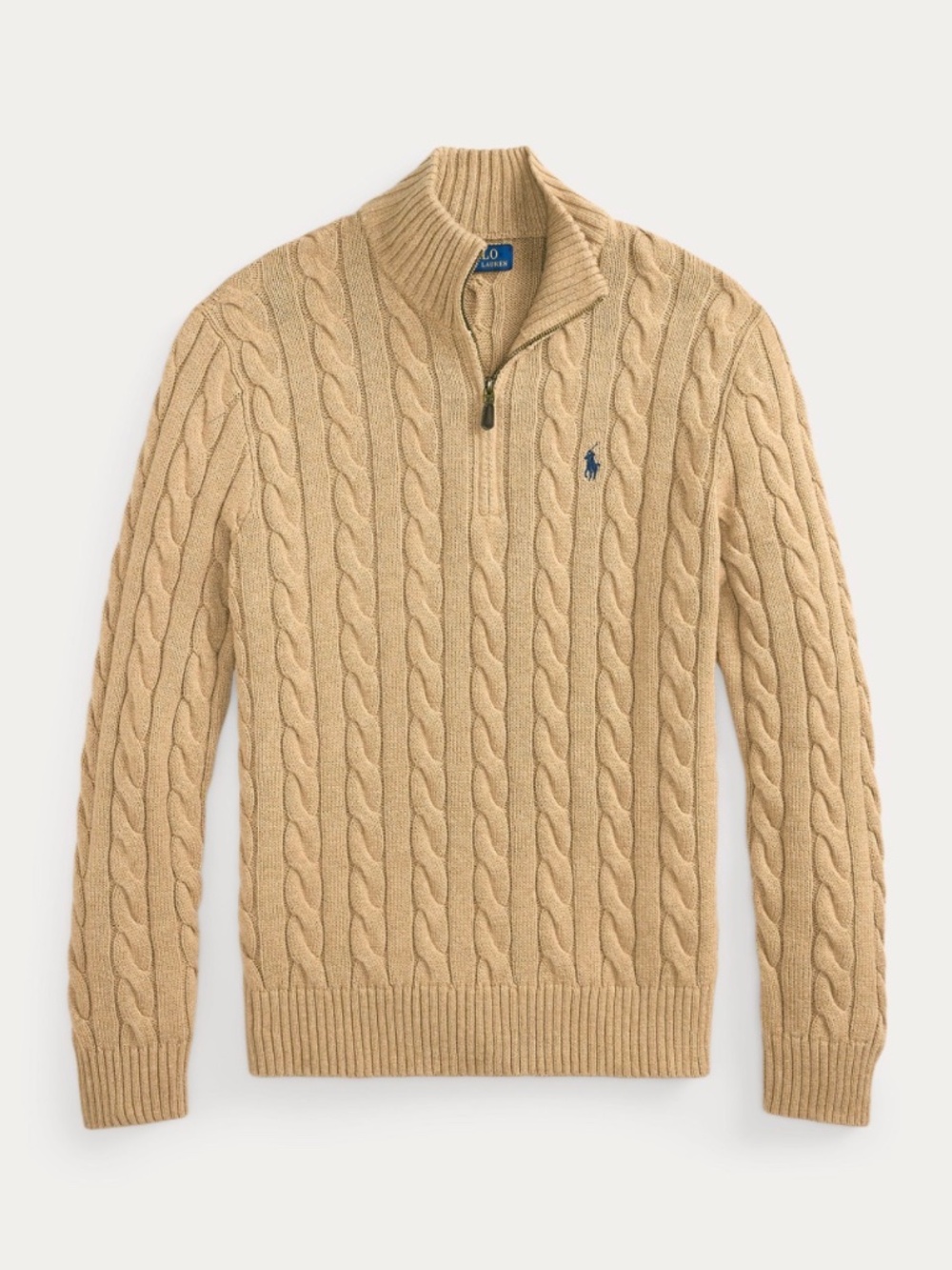 Polo Ralph Lauren Cable Knit Quarter-Zip Sweater – Tan